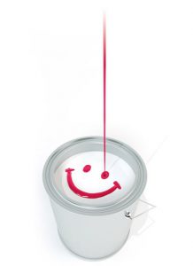 Paint bucket with smiling face
